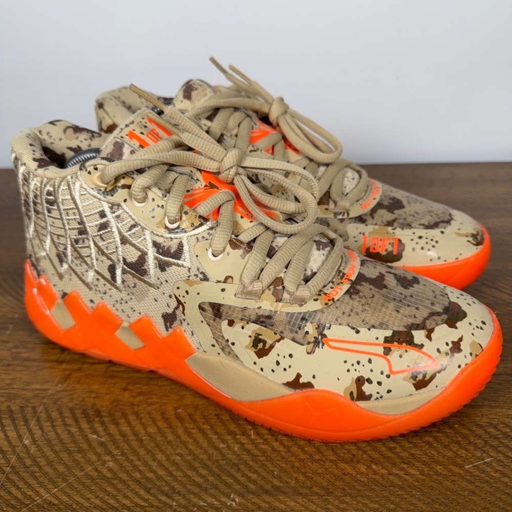 Puma MB.01 Basketball Shoes Mens 8.5 Tan Orange Camo Digital Gorpcore Rare Hoops